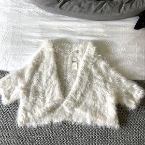 BNWT Anthropologie open front ivory fuzzy cardigan